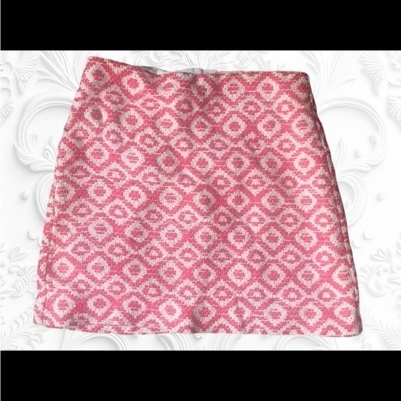 LOFT Jacquard Mini Skirt Red/White Size 10 - Picture 1 of 3